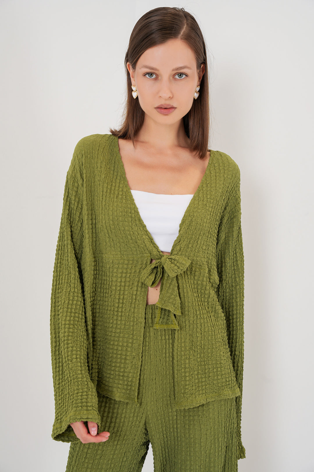 Bigdart Ensemble Tunique Pantalon en Tricot Femme 30052 - e.Vert