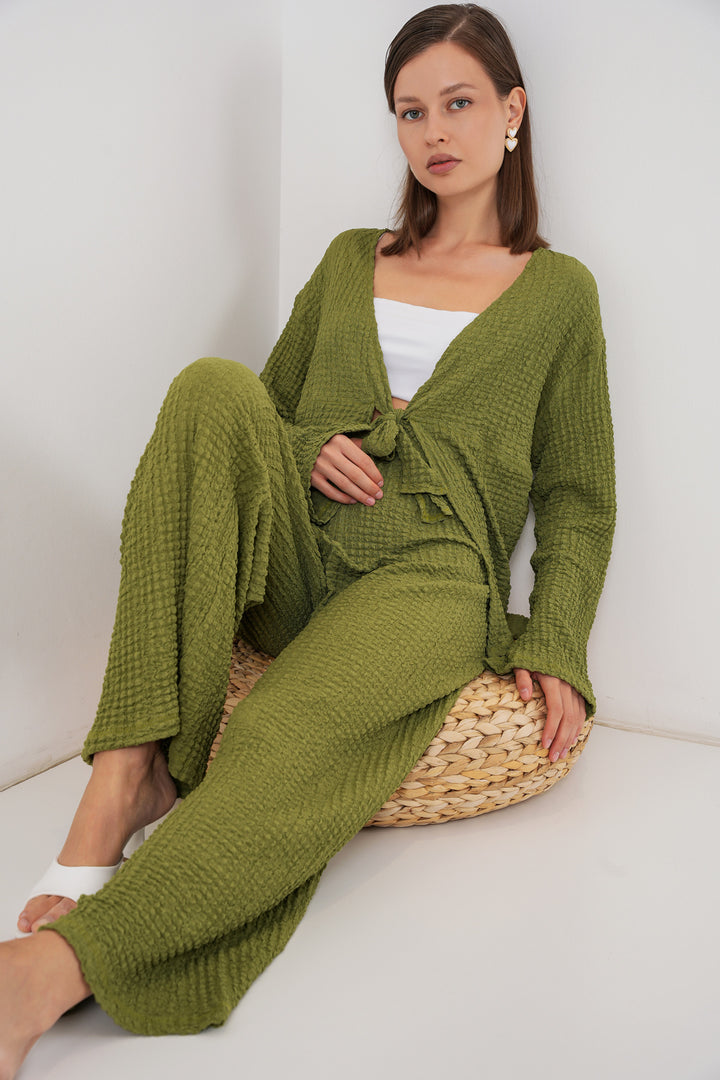 Bigdart Ensemble Tunique Pantalon en Tricot Femme 30052 - e.Vert