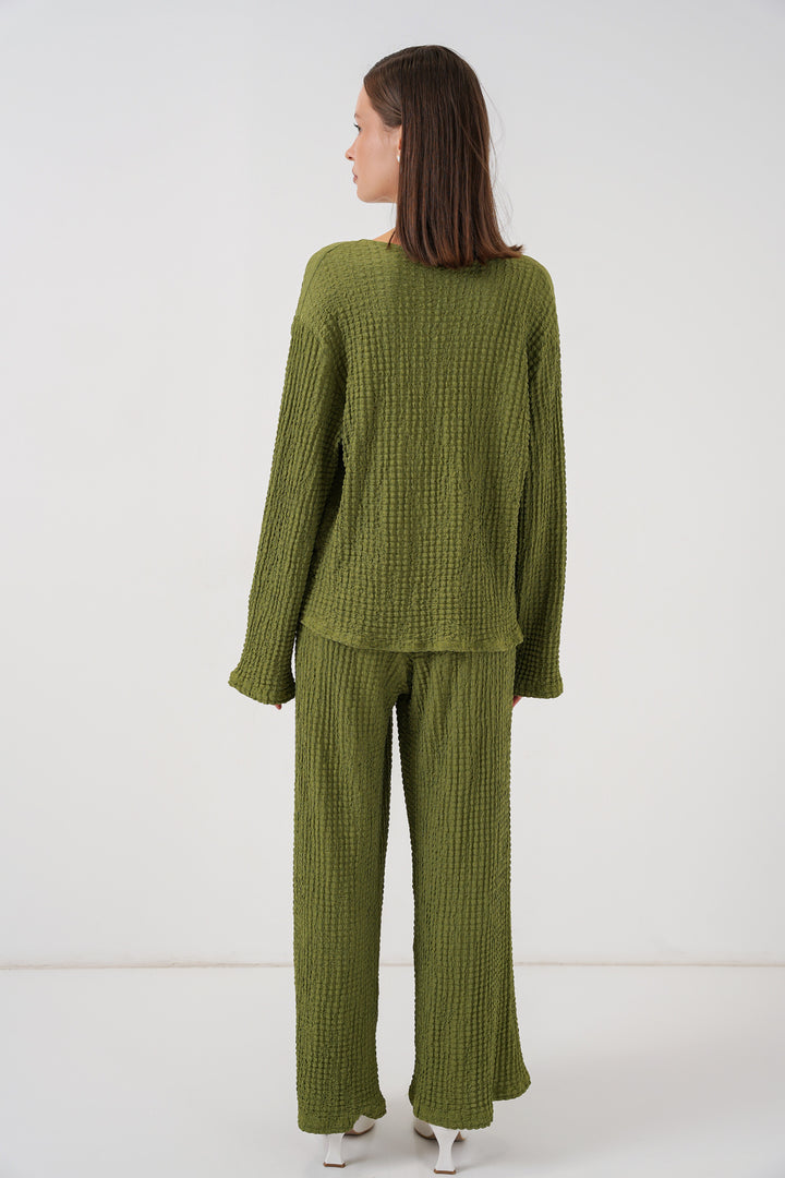 Bigdart Ensemble Tunique Pantalon en Tricot Femme 30052 - e.Vert