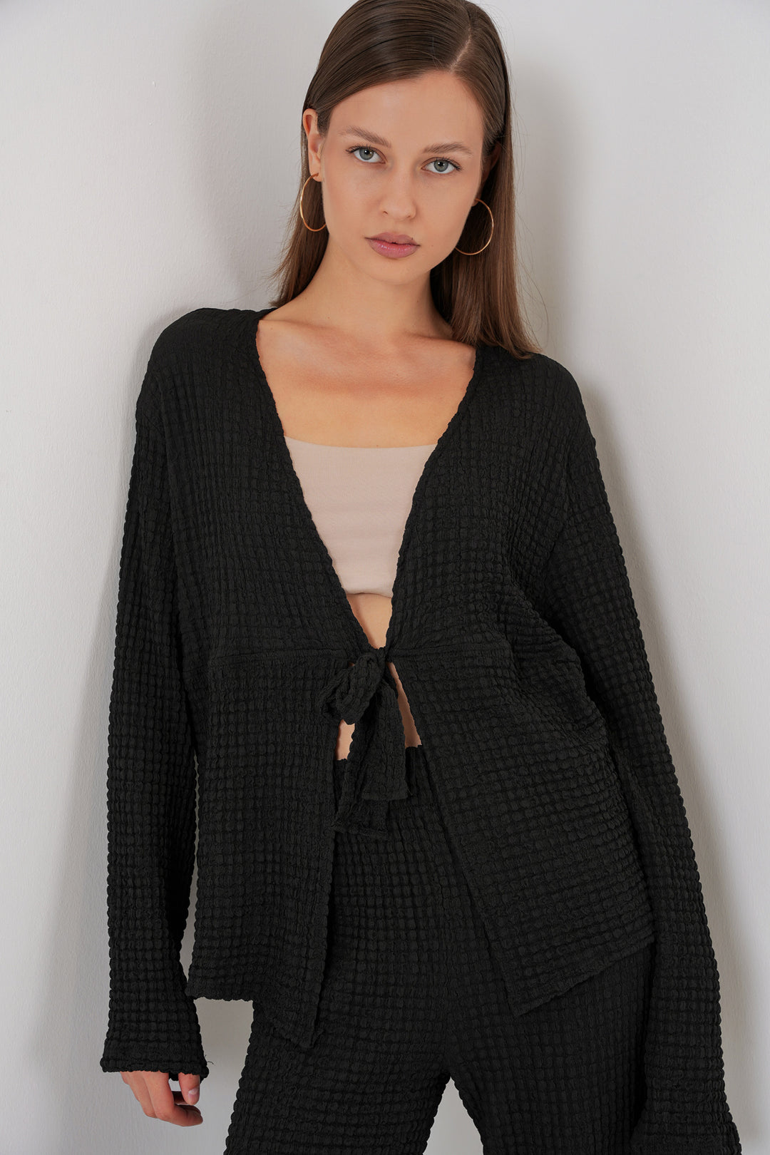 Bigdart Ensemble Blouse et Pantalon Tricoté Femme 30052 - Noir