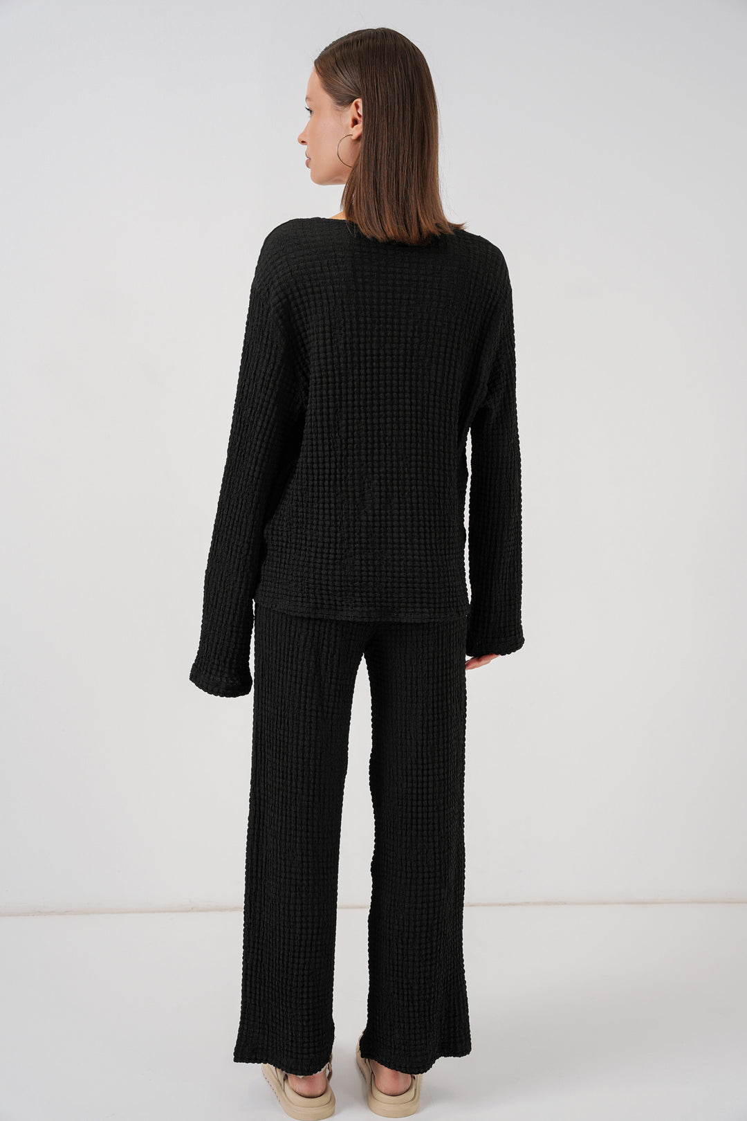 Bigdart Ensemble Blouse et Pantalon Tricoté Femme 30052 - Noir