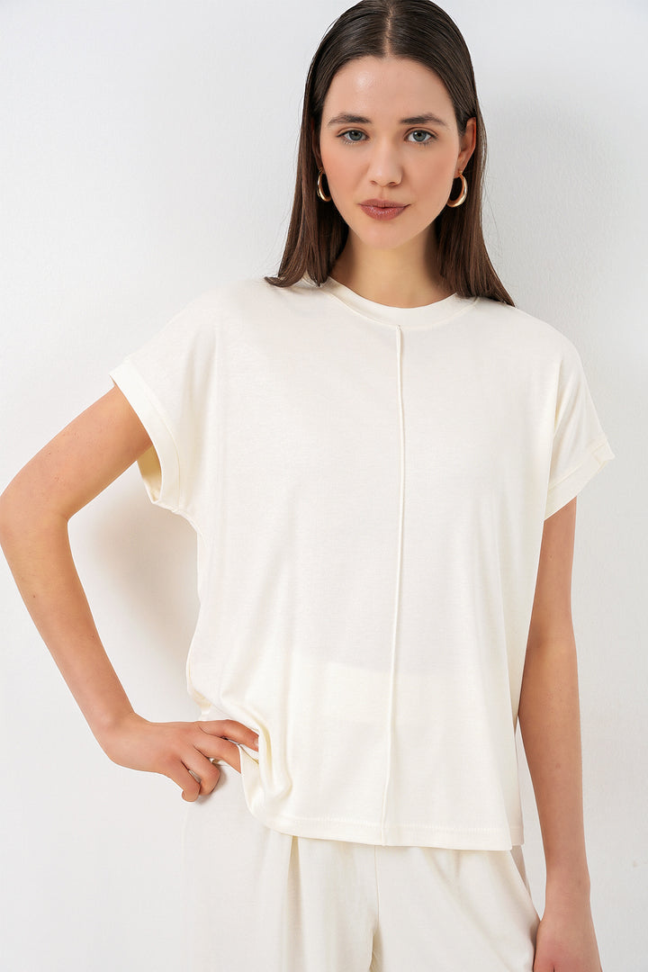 Bigdart Ensemble en tricot haut et pantalon femme 30085 - Blanc