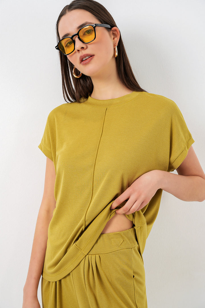 Bigdart Ensemble en tricot haut et pantalon femme 30085 - Vert