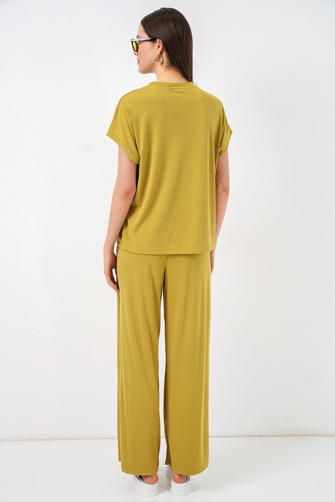 Bigdart Ensemble en tricot haut et pantalon femme 30085 - Vert