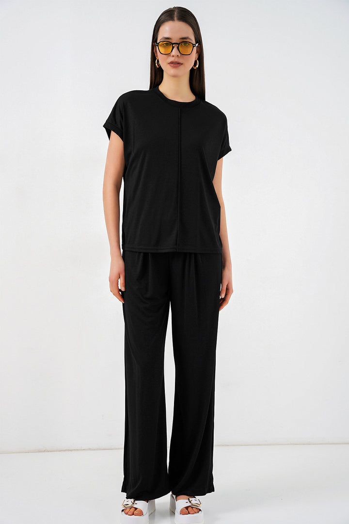 Bigdart Ensemble en tricot haut et pantalon femme 30085 - Noir