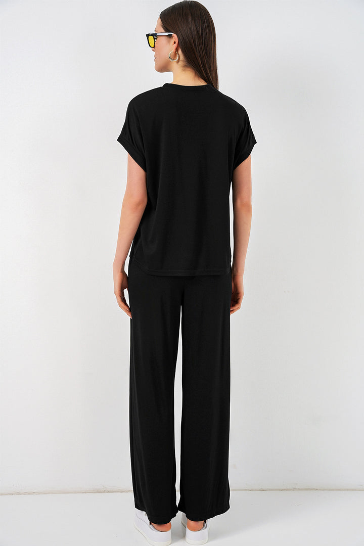 Bigdart Ensemble en tricot haut et pantalon femme 30085 - Noir