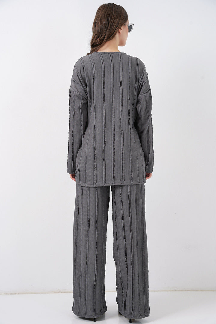 Bigdart Ensemble pantalon kimono tricoté pour femme 30067 - Gris