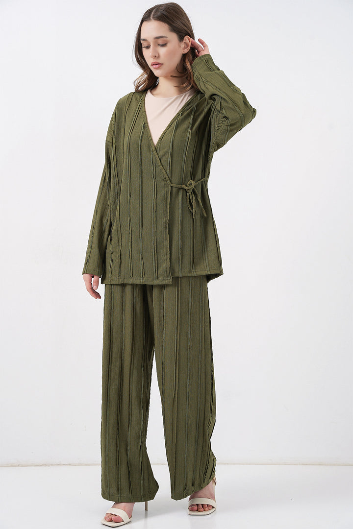 Bigdart Ensemble pantalon kimono tricoté pour femme 30067 - Kaki