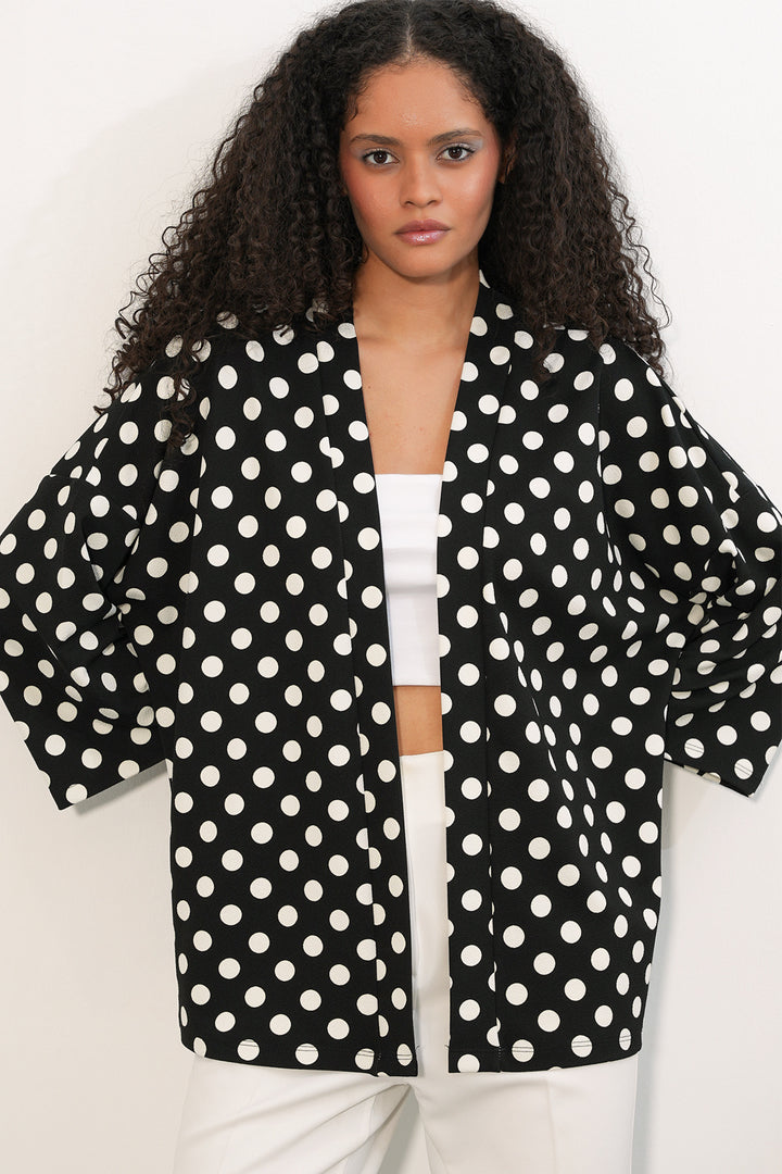 Bigdart Kimono à pois tricoté pour femme 5996 - Noir