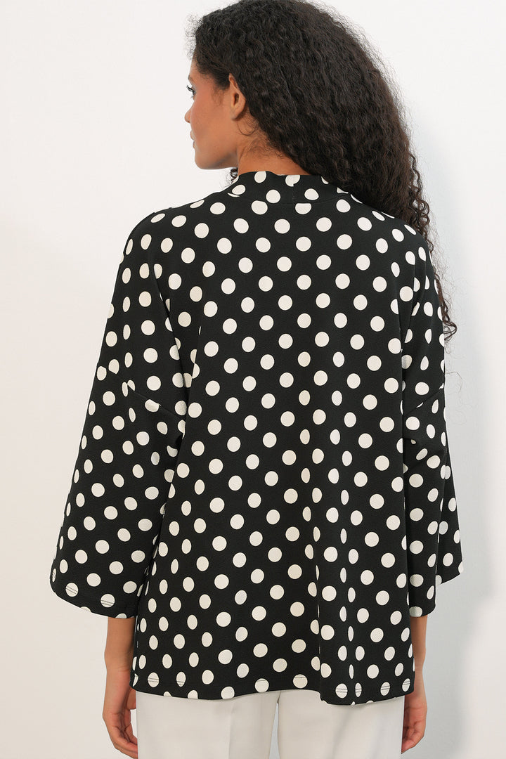 Bigdart Kimono à pois tricoté pour femme 5996 - Noir
