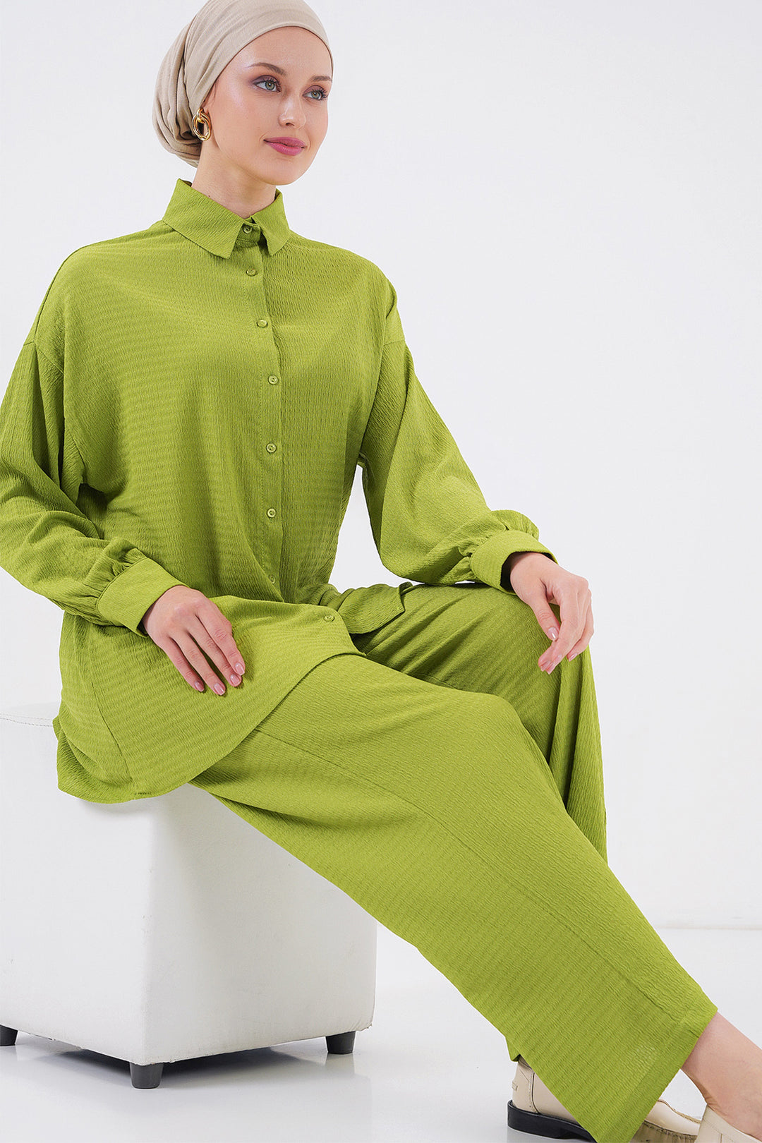 Bigdart Ensemble de vêtements de modestie tricoté pour femme 6711 - Vert clair
