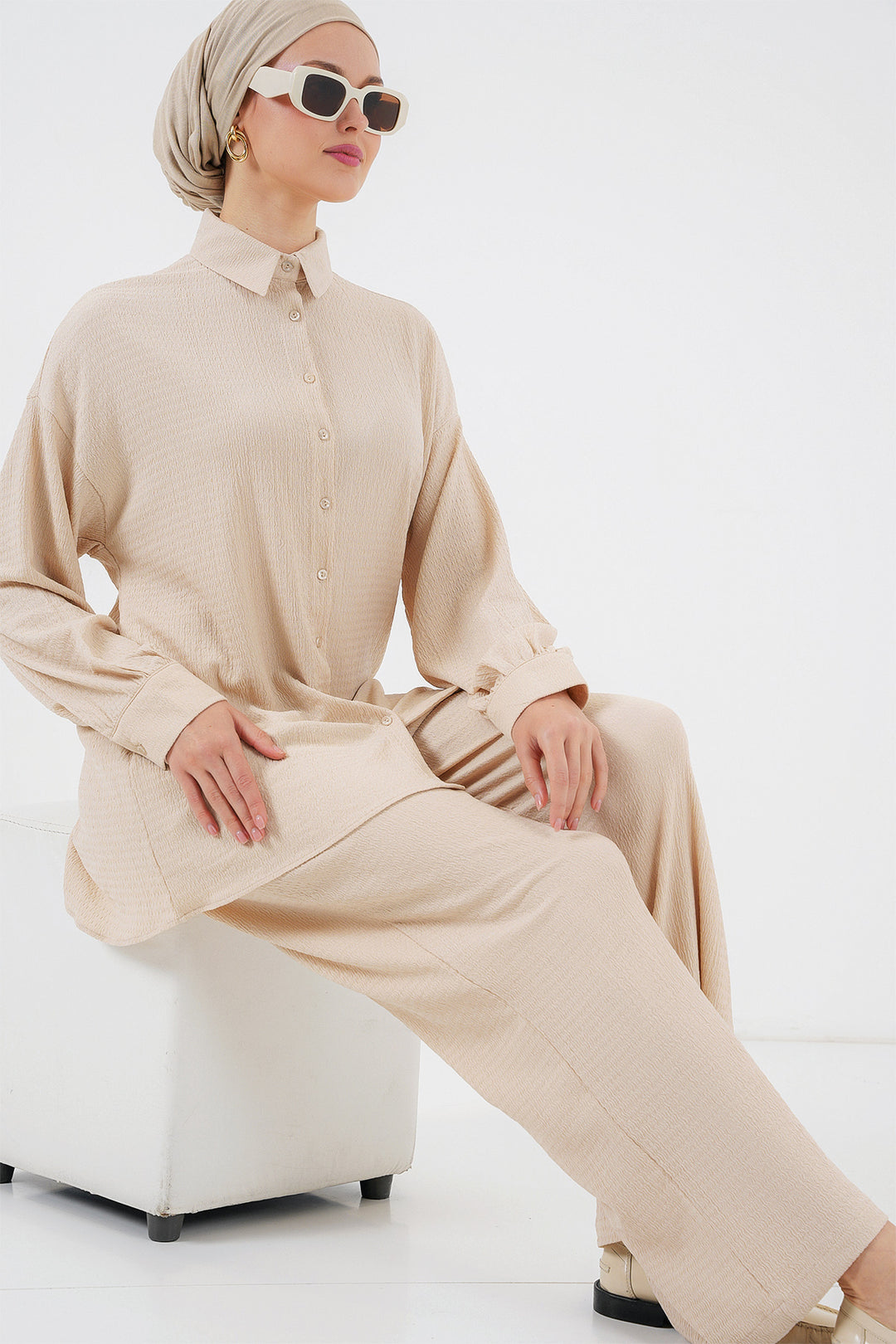 Bigdart Ensemble Haut Bas Tricoté Femme 6711 - Crème