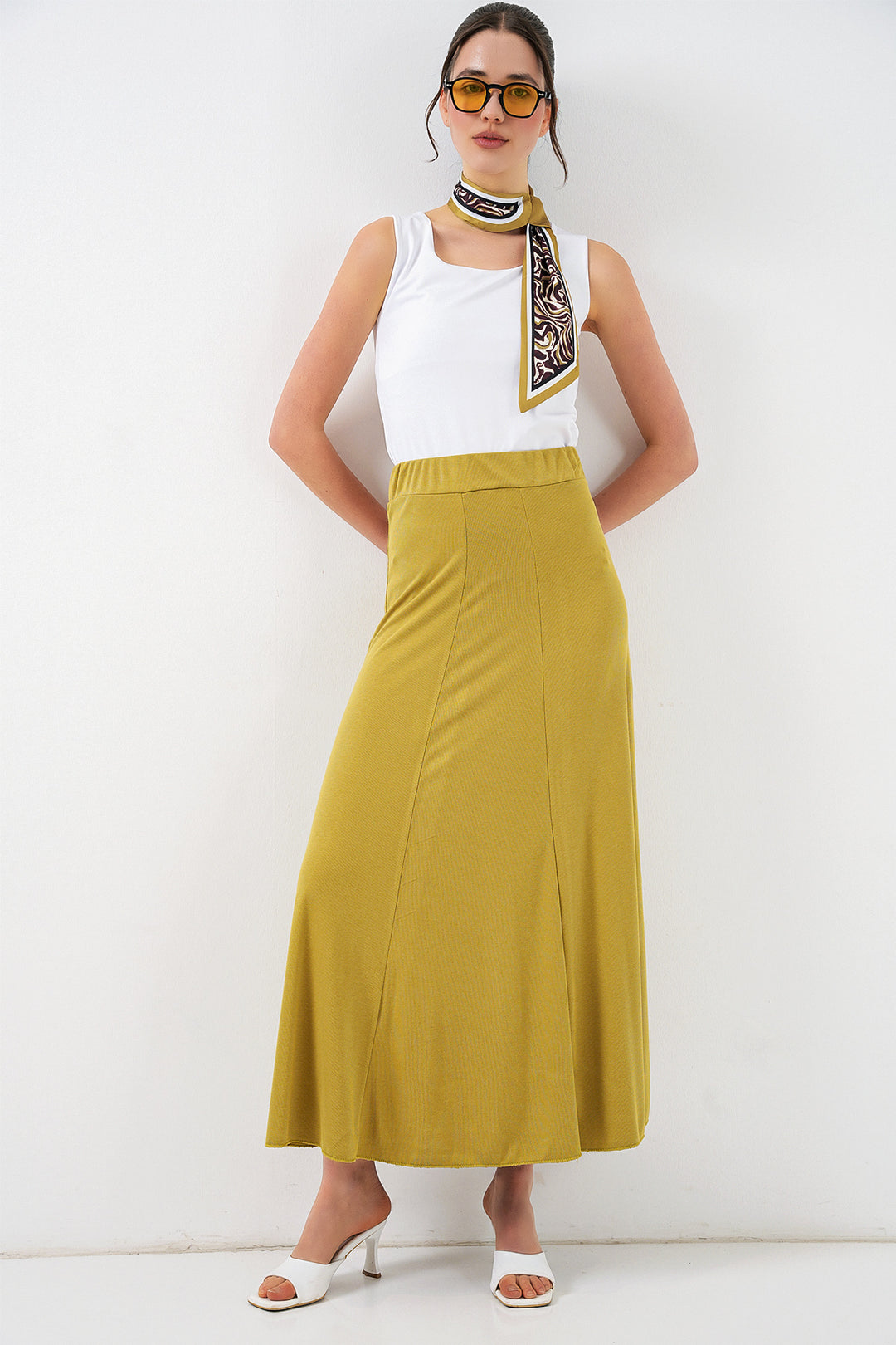 Bigdart Jupe longue en tricot femme 8073 - Vert