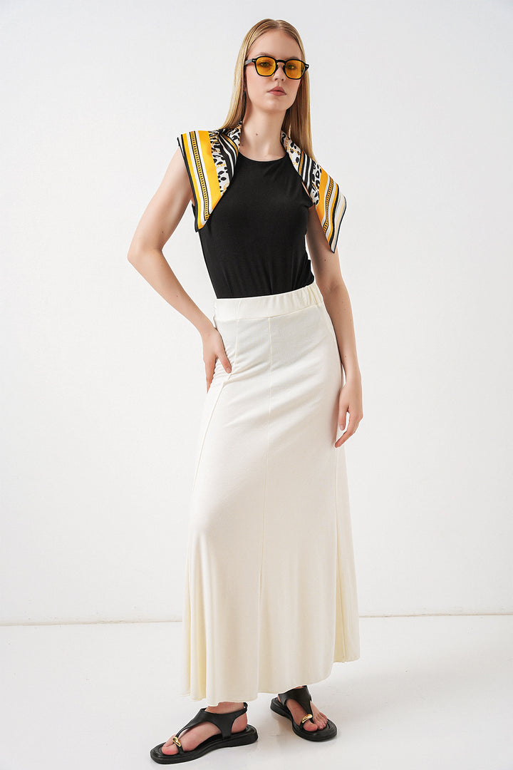 Bigdart Jupe longue en tricot pour femme 8073 - Écru