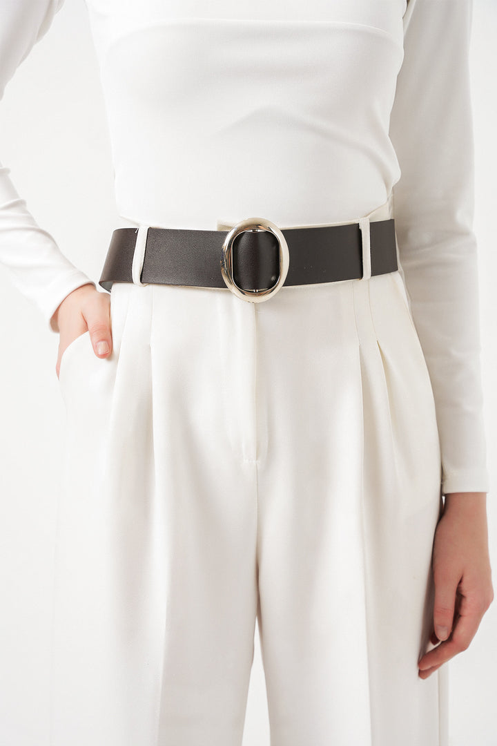 Bigdart Ceinture à boucle ovale pour femme 033 - Marron