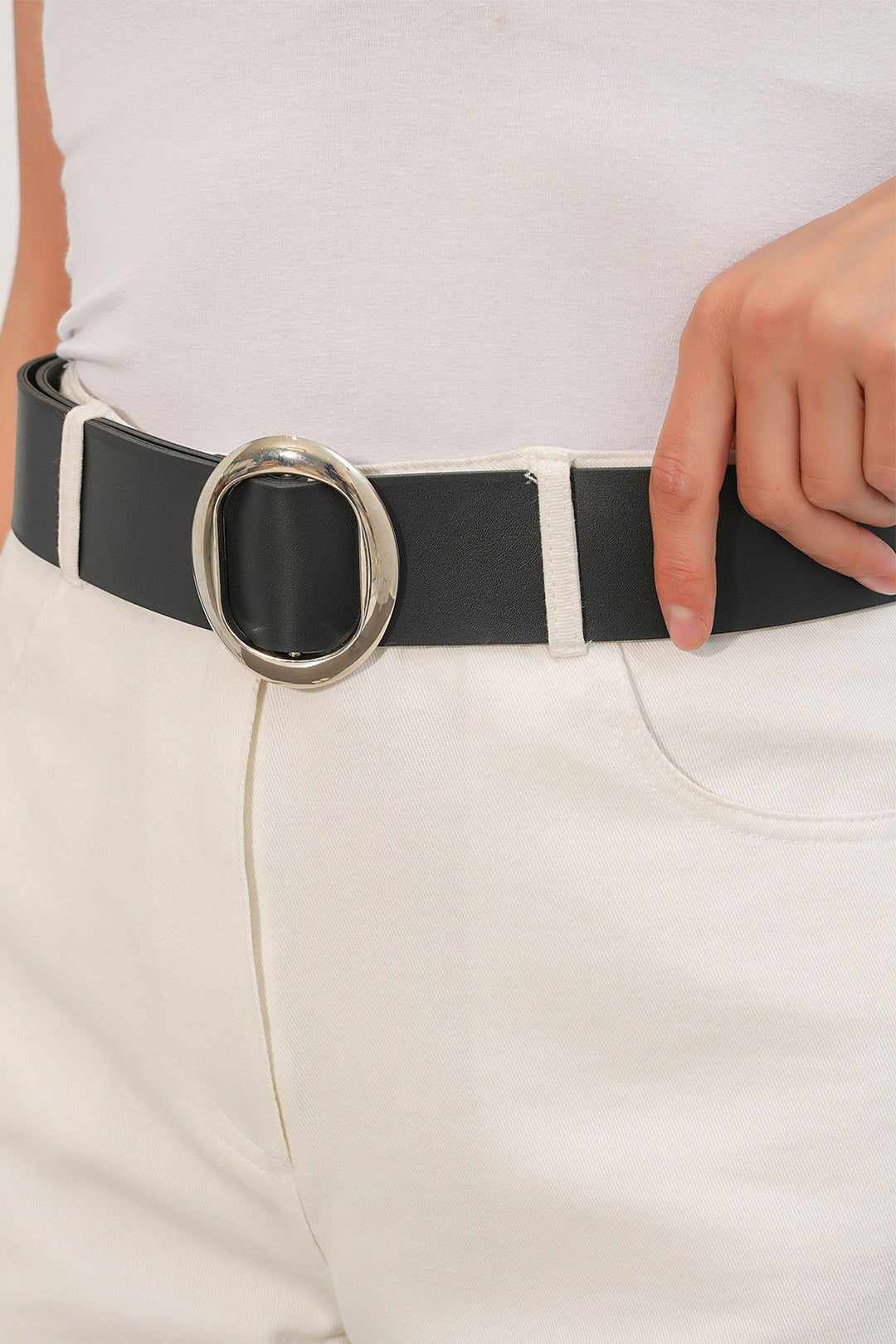 Bigdart Ceinture à boucle ovale pour femme 033 - Noir