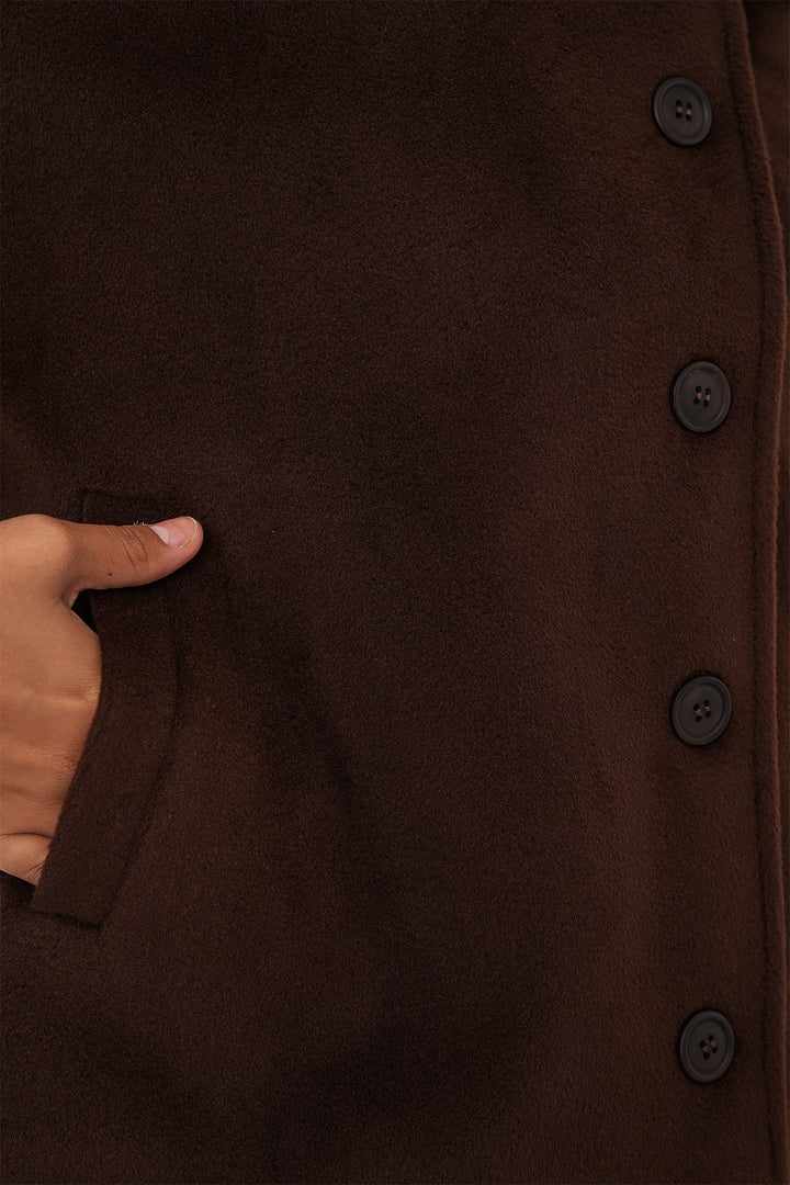 Bigdart Veste courte en laine à doublure oversize pour femme 0726 - Marron