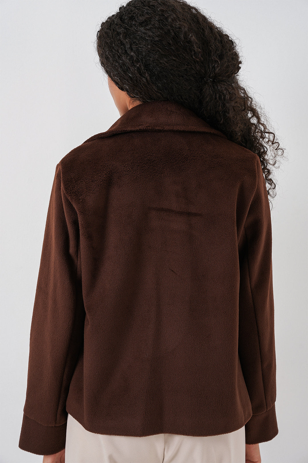 Bigdart Veste courte en laine à doublure oversize pour femme 0726 - Marron