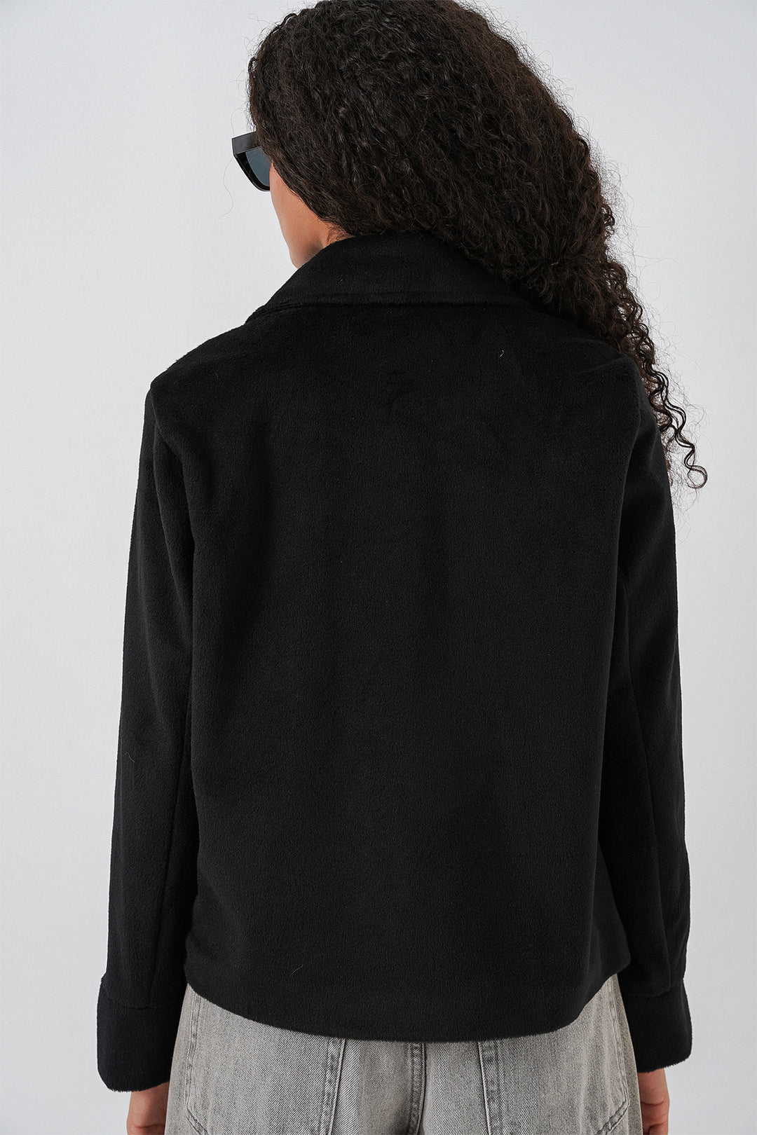 Bigdart Veste courte en laine à doublure oversize pour femme 0726 - Noir