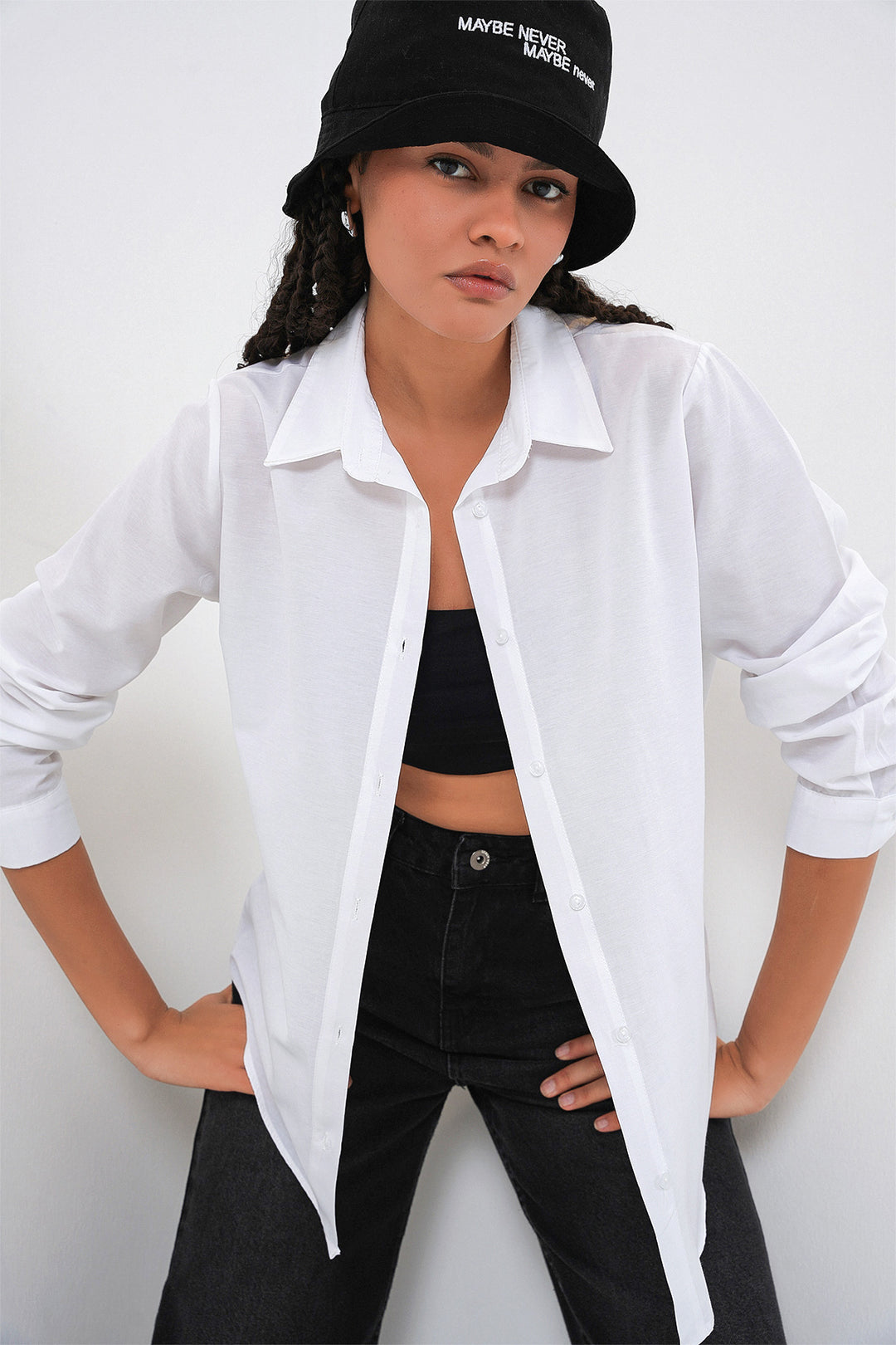 Bigdart Chemise basique oversize pour femme 20349 - Blanc
