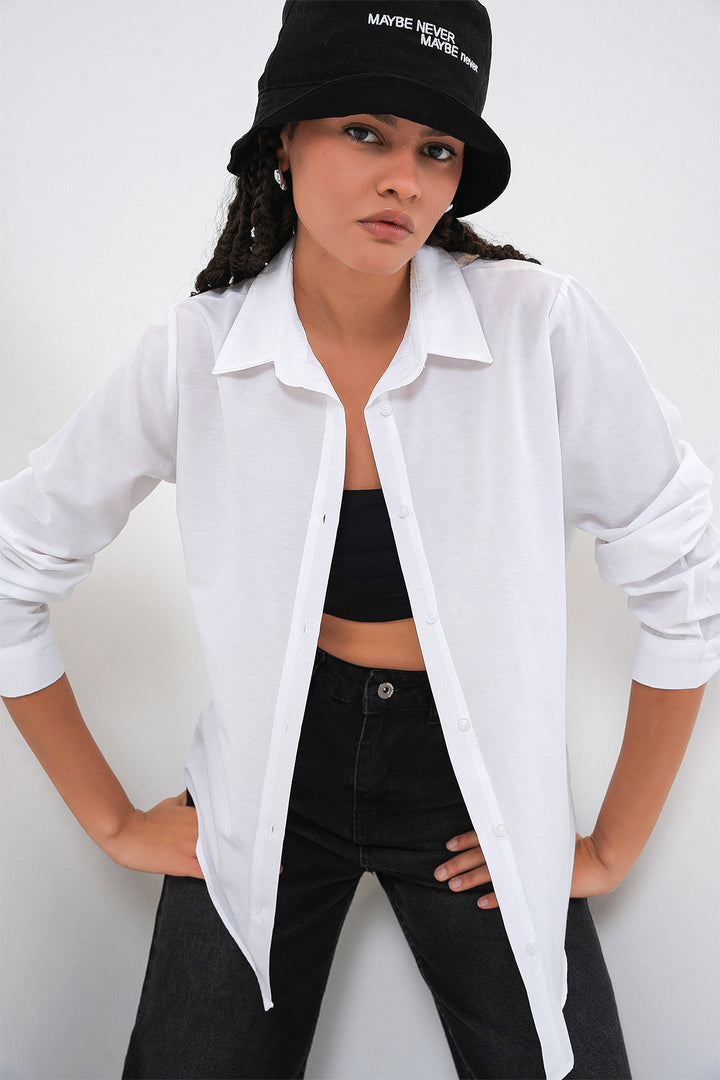 Bigdart Chemise basique oversize pour femme 20349 - Blanc