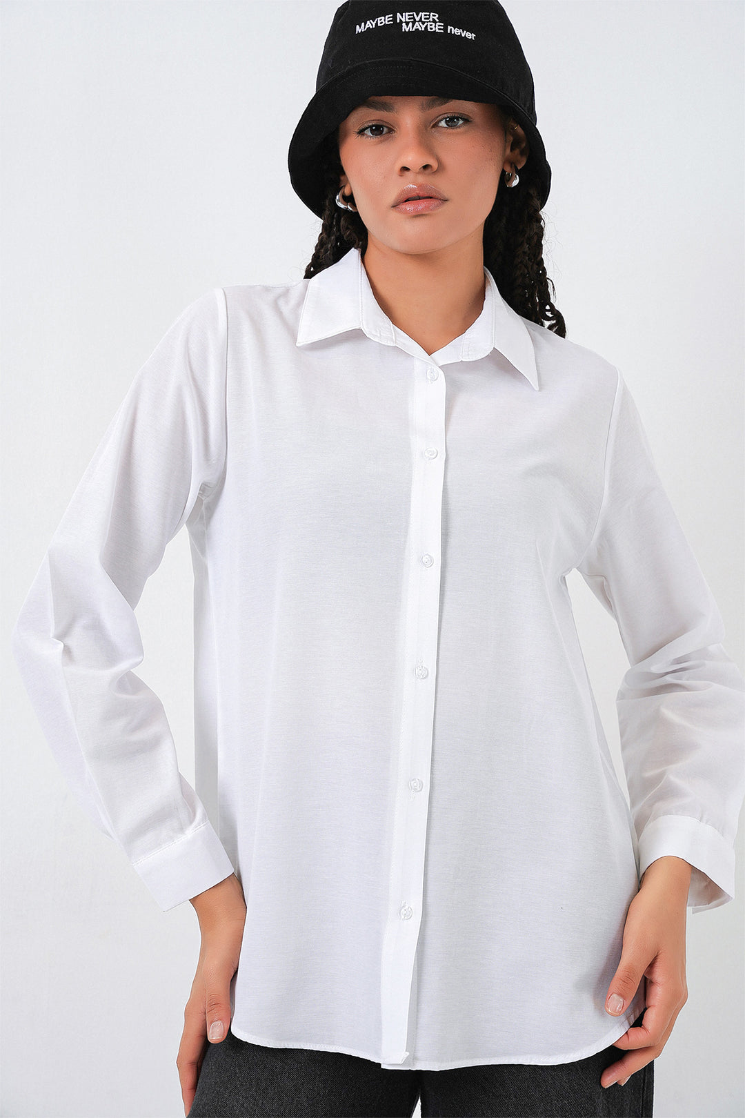 Bigdart Chemise basique oversize pour femme 20349 - Blanc