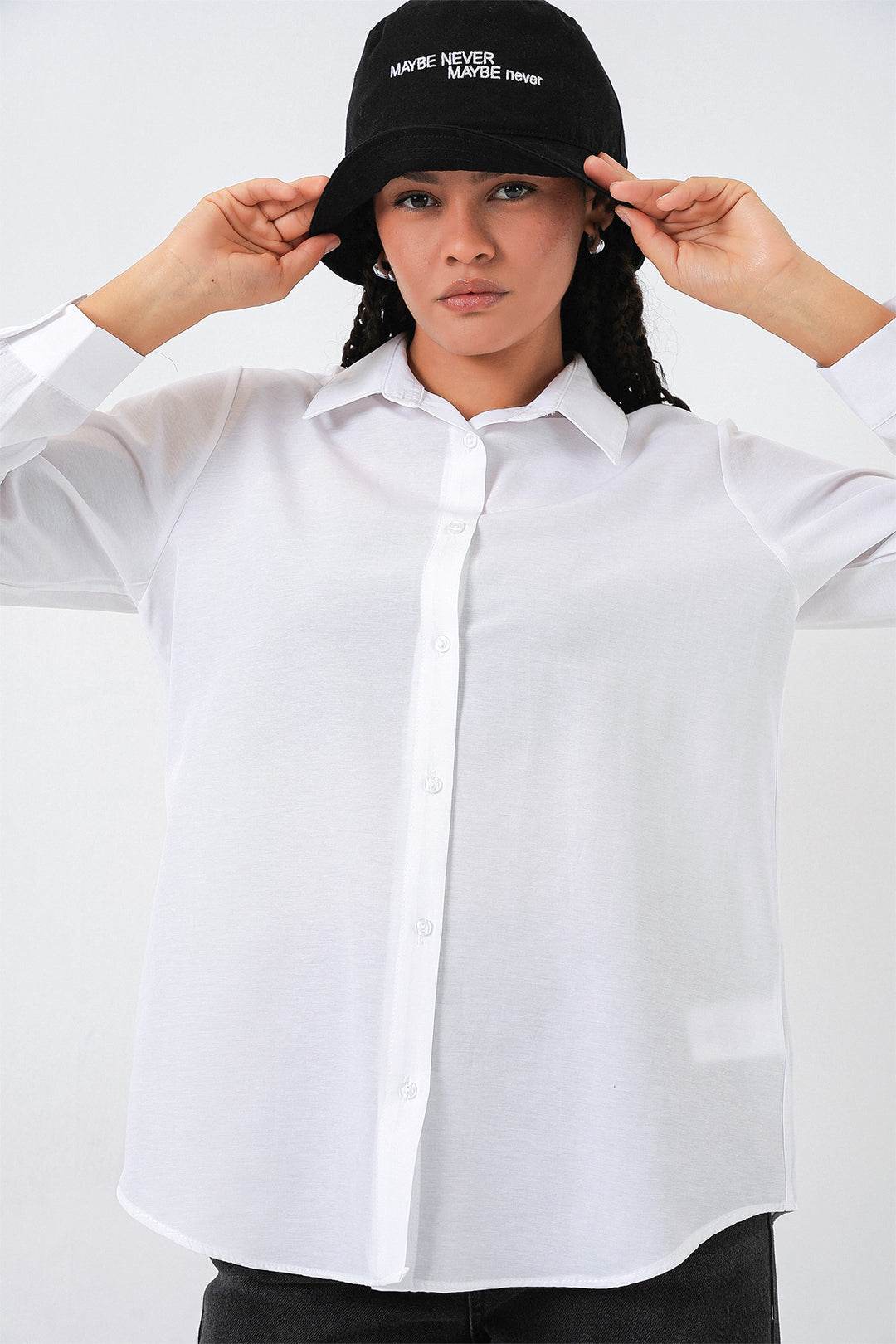 Bigdart Chemise basique oversize pour femme 20349 - Blanc