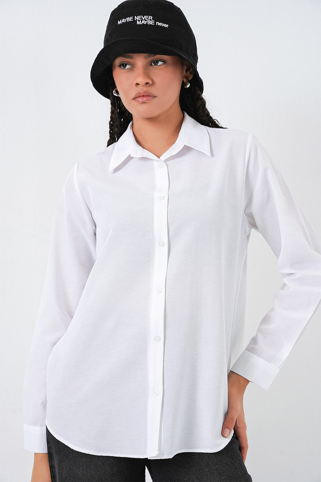 Bigdart Chemise basique oversize pour femme 20349 - Blanc