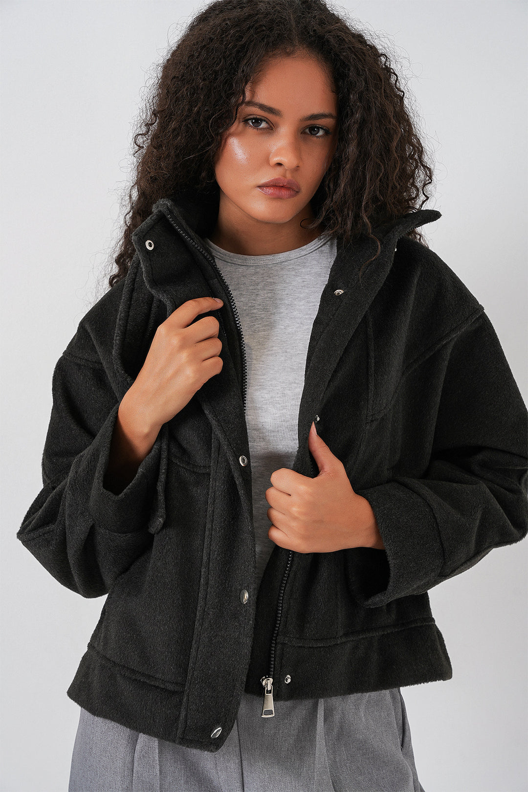 Bigdart Femme Veste Bomber Oversize 0729 - Anthracite