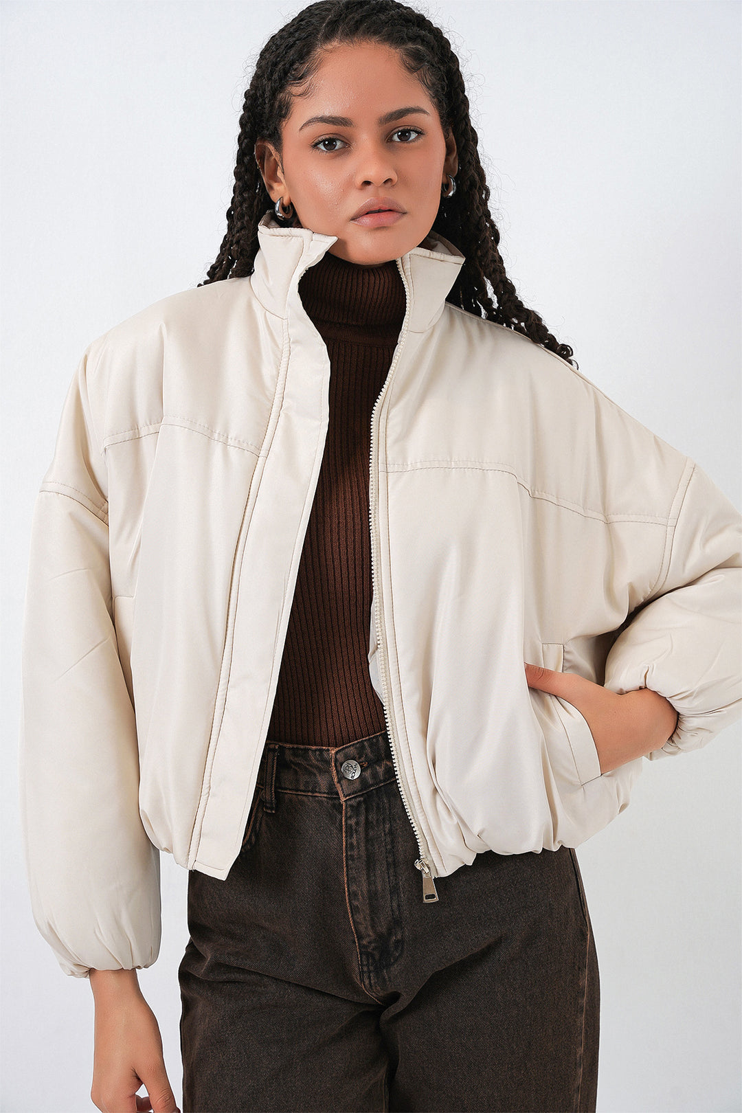 Bigdart Doudoune Oversize Femme 5124 - Écru