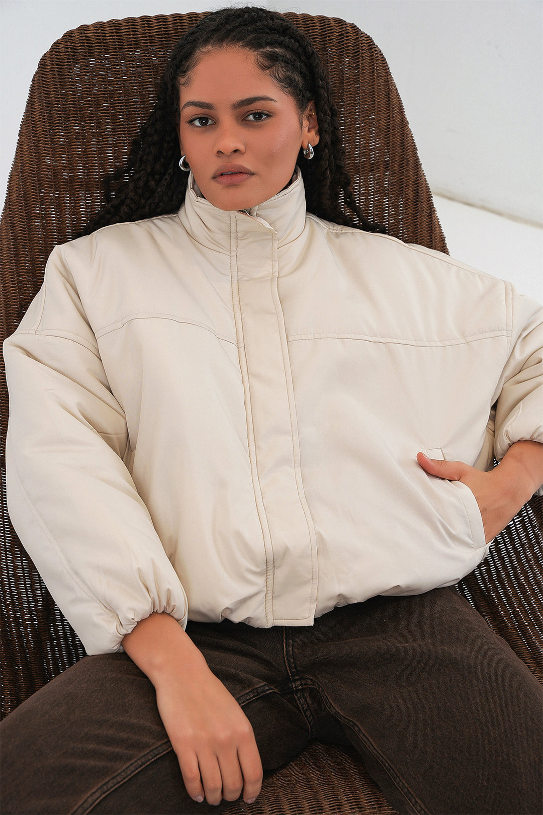 Bigdart Doudoune Oversize Femme 5124 - Écru
