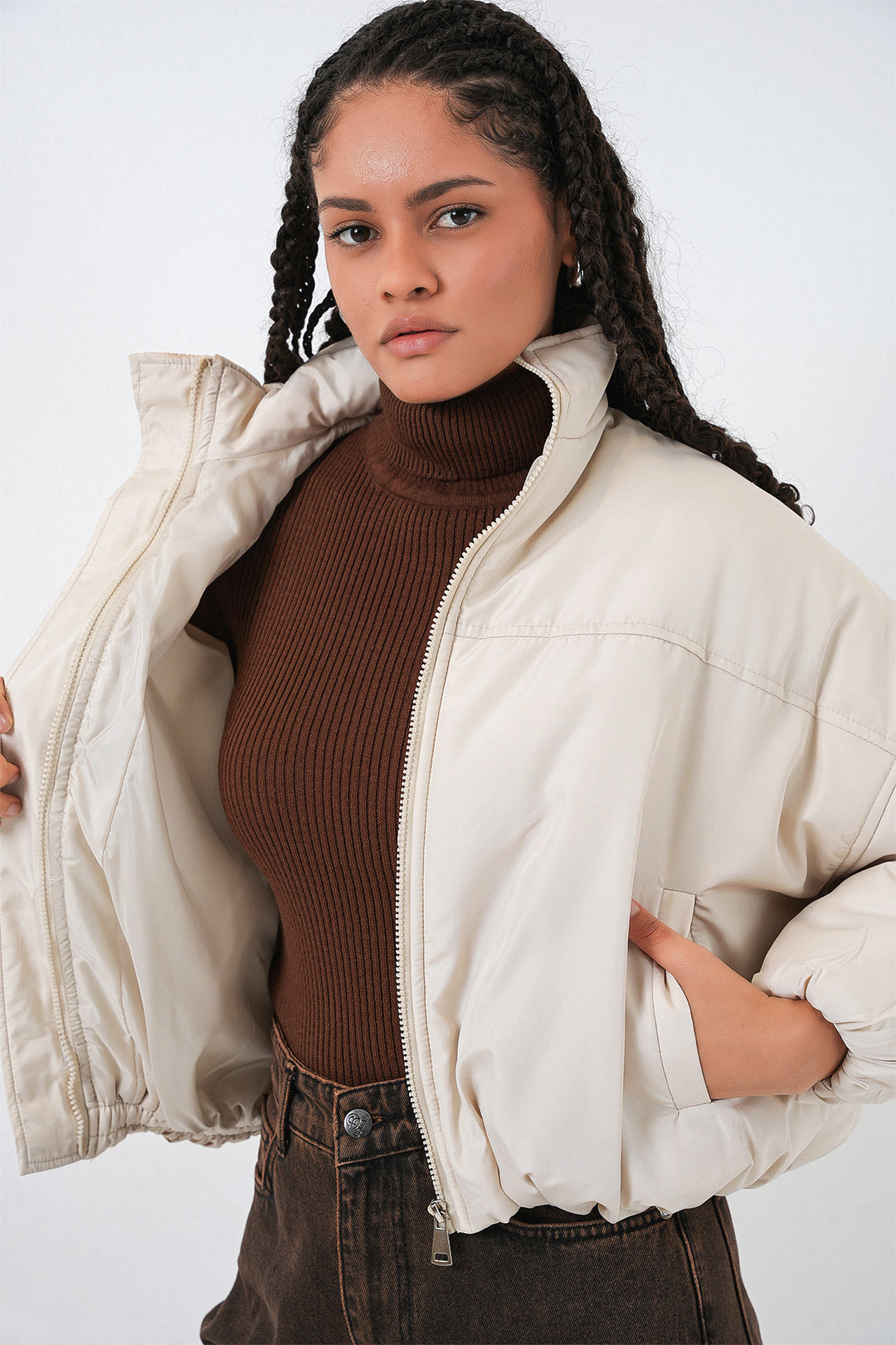 Bigdart Doudoune Oversize Femme 5124 - Écru