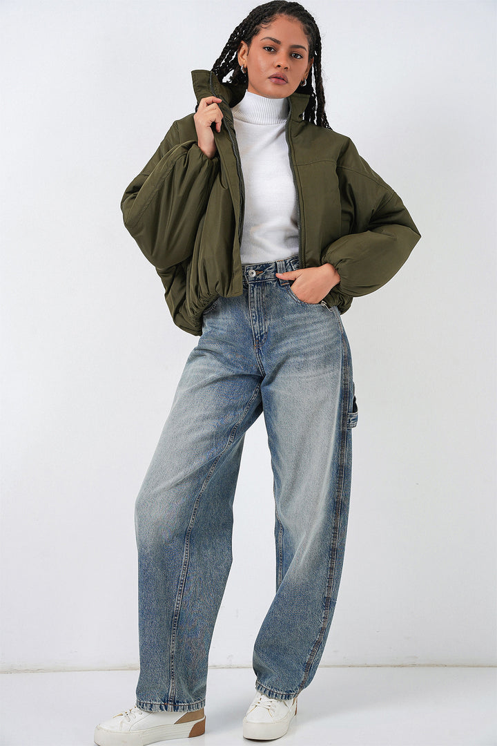 Bigdart Doudoune Bomber Oversize pour Femmes 5124 - Kaki