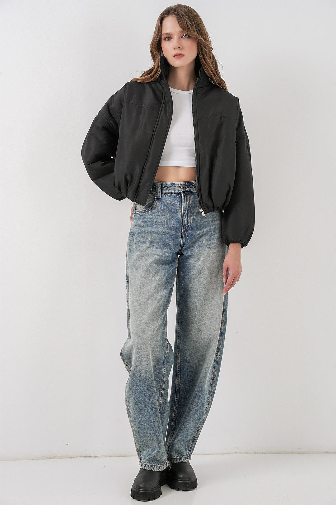 Bigdart Veste bomber oversize matelassée pour femme 5124 Noir