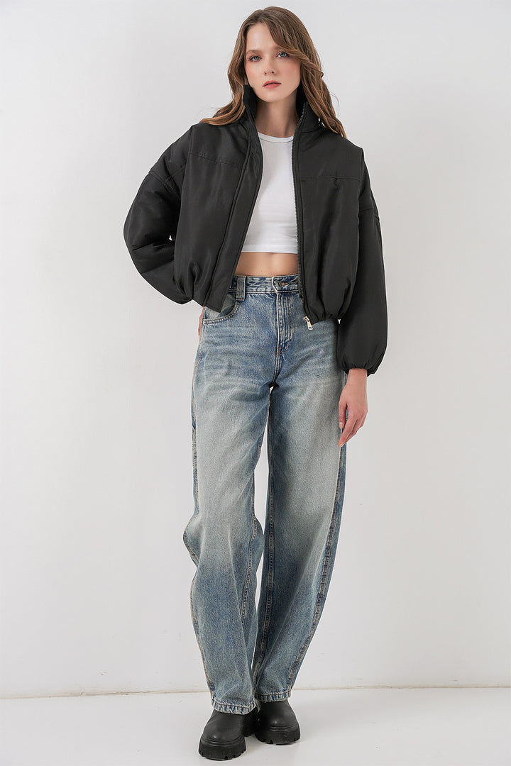 Bigdart Veste bomber oversize matelassée pour femme 5124 Noir
