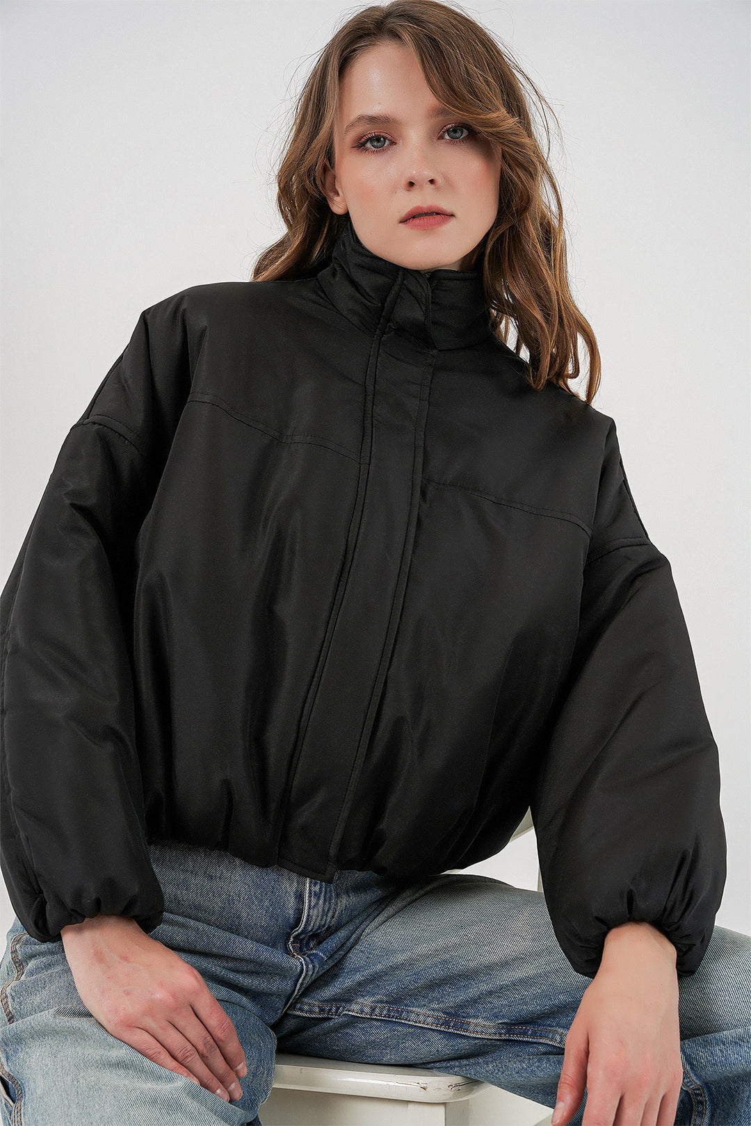 Bigdart Veste bomber oversize matelassée pour femme 5124 Noir
