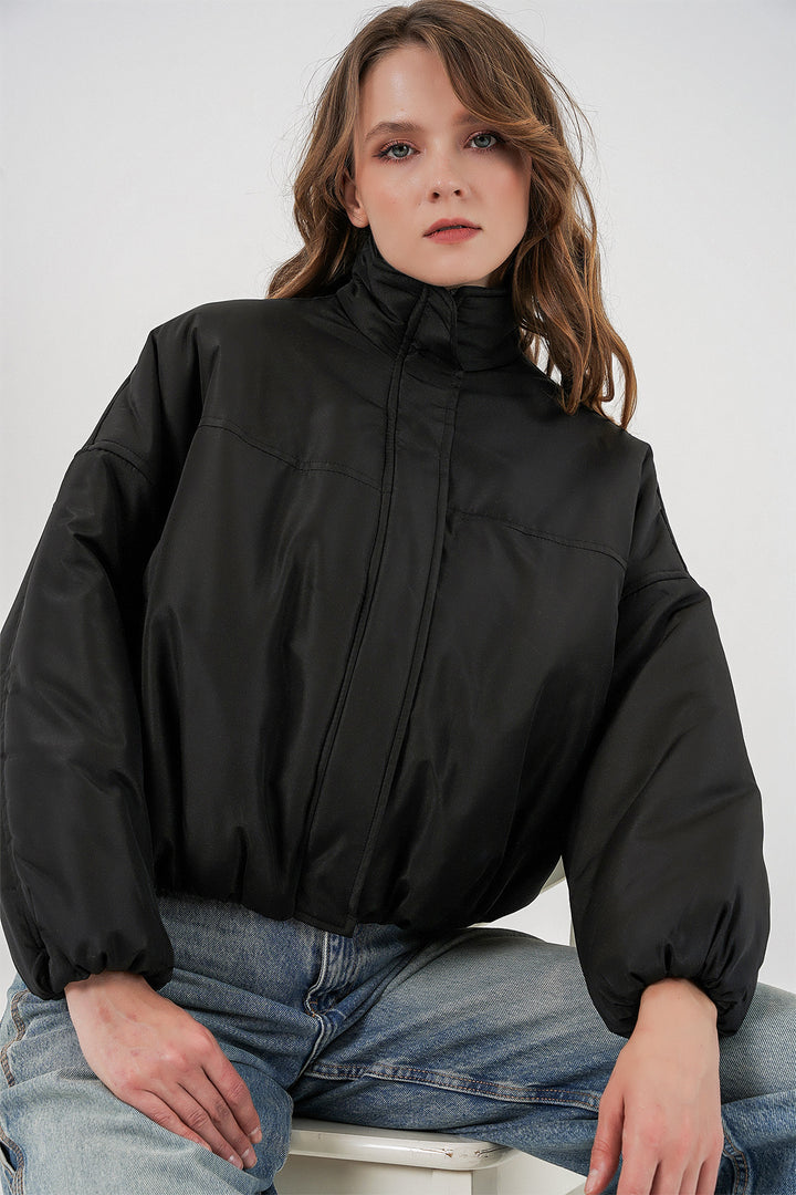Bigdart Veste bomber oversize matelassée pour femme 5124 Noir