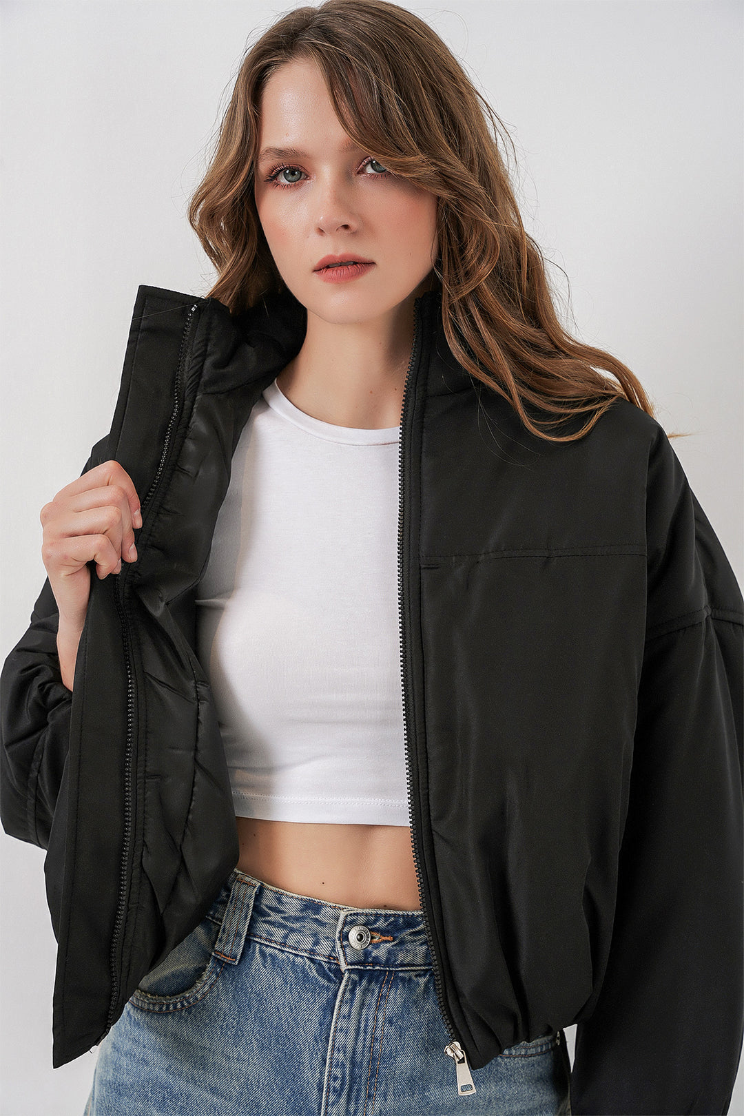 Bigdart Veste bomber oversize matelassée pour femme 5124 Noir