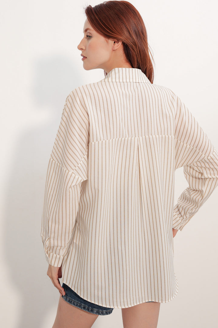 Bigdart Chemise rayée oversize femme 20412 - Marron