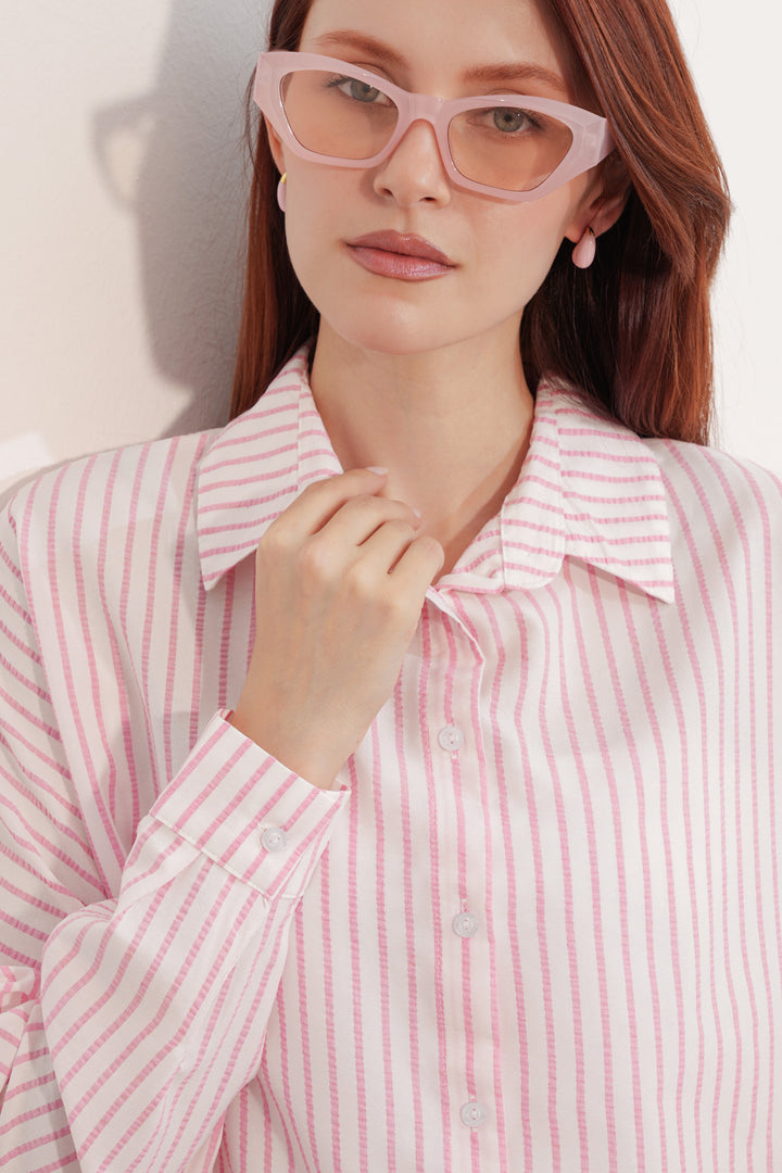 Bigdart Chemise rayée oversize femme 20412 - Rose