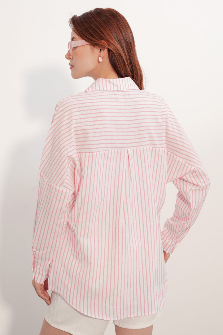 Bigdart Chemise rayée oversize femme 20412 - Rose