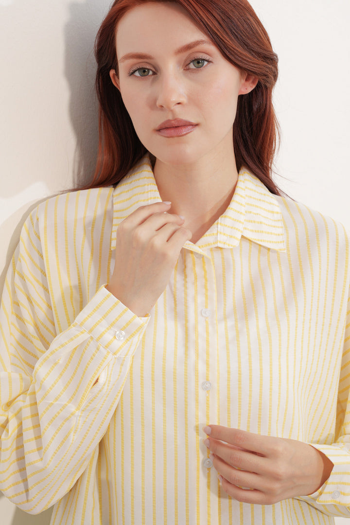 Bigdart Chemise rayée oversize femme 20412 - Jaune