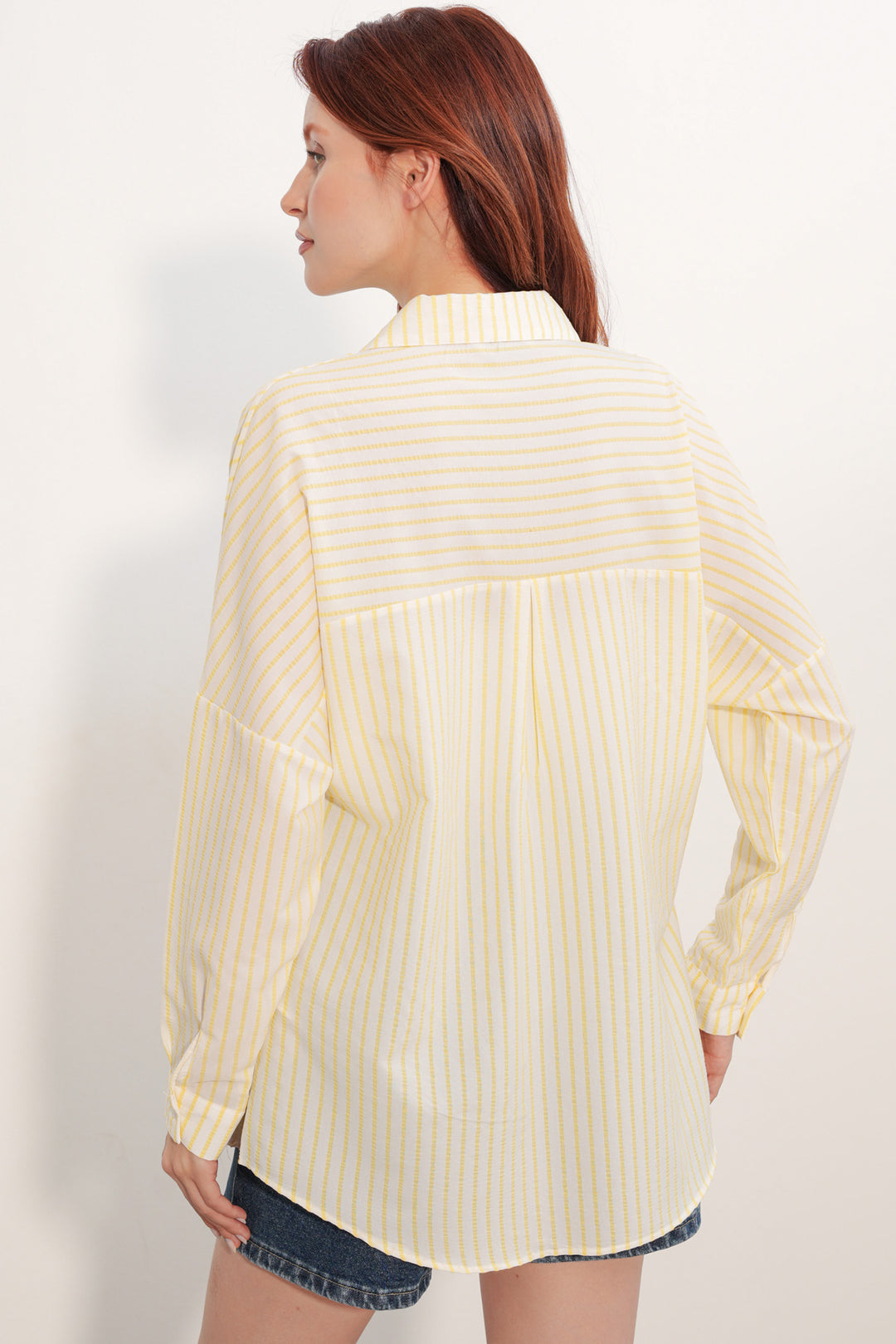 Bigdart Chemise rayée oversize femme 20412 - Jaune