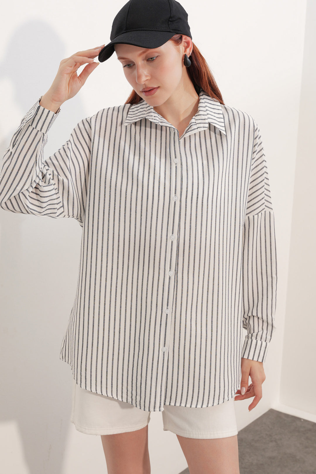 Bigdart Chemise rayée oversize femme 20412 - Noir