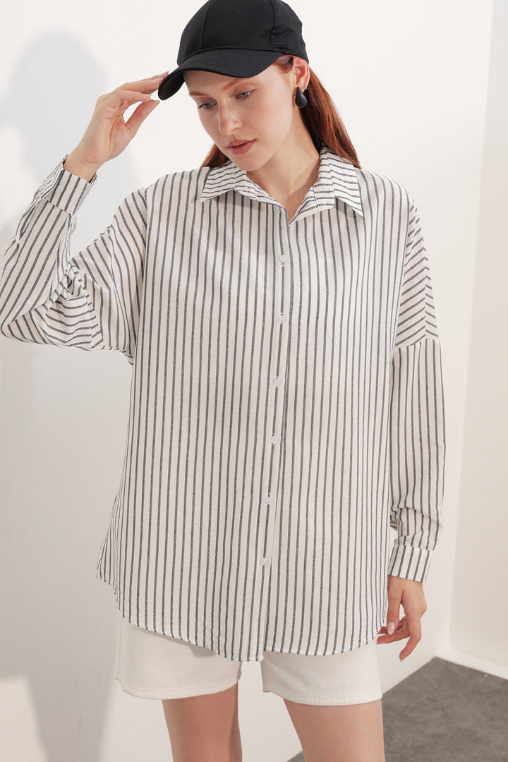 Bigdart Chemise rayée oversize femme 20412 - Noir