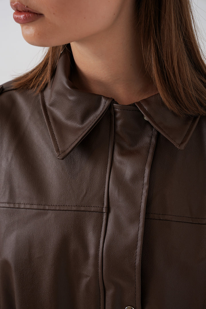Bigdart Veste en cuir oversize pour femme 1055 - Marron