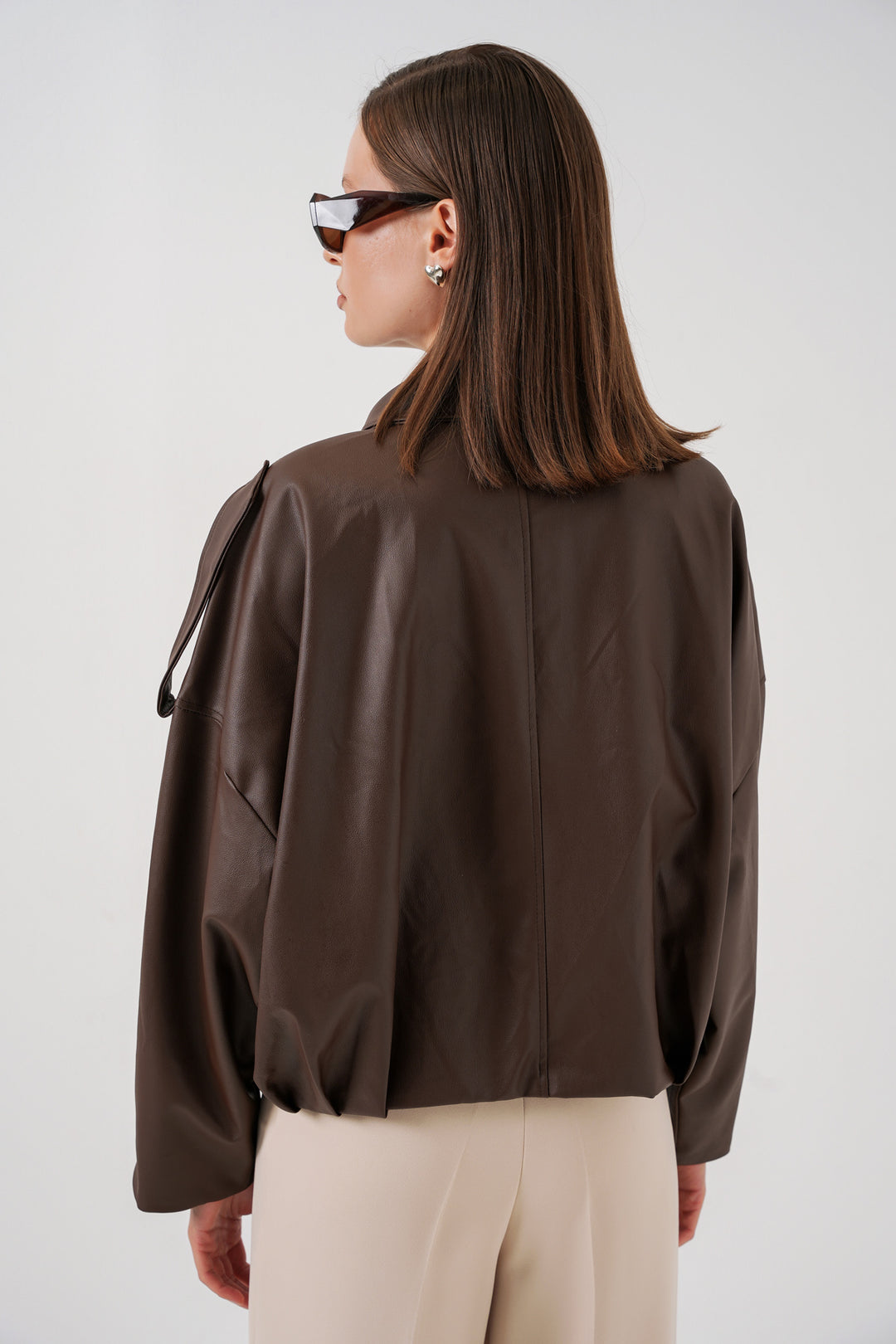 Bigdart Veste en cuir oversize pour femme 1055 - Marron