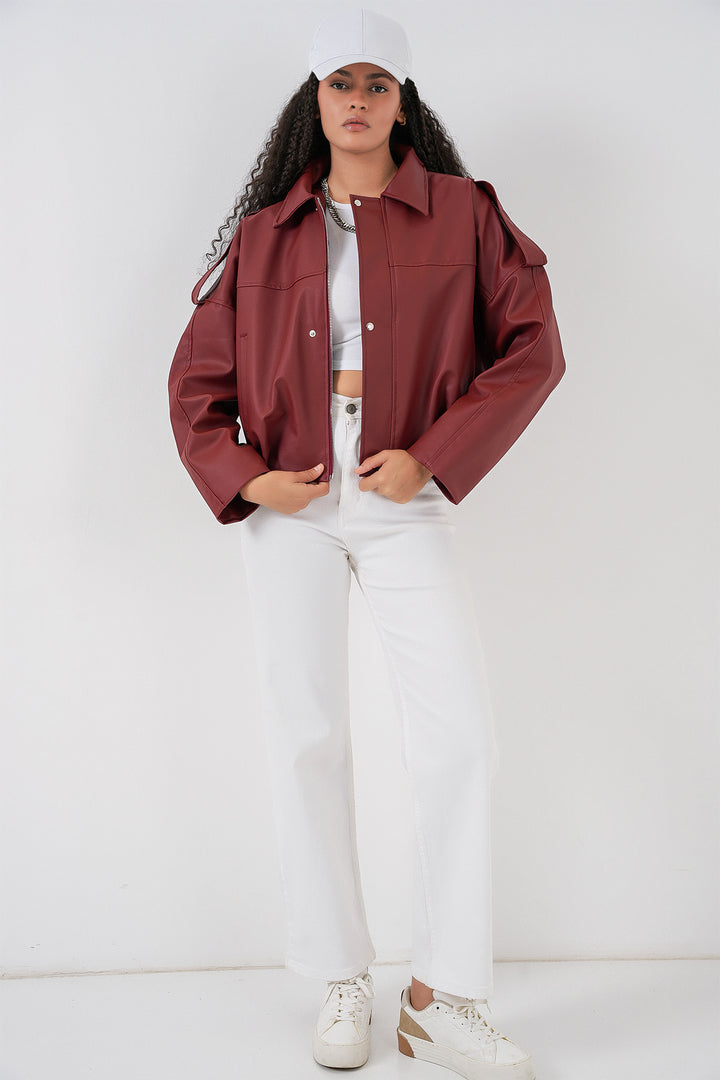 Bigdart Veste en cuir oversize pour femme 1055 - Terre cuite