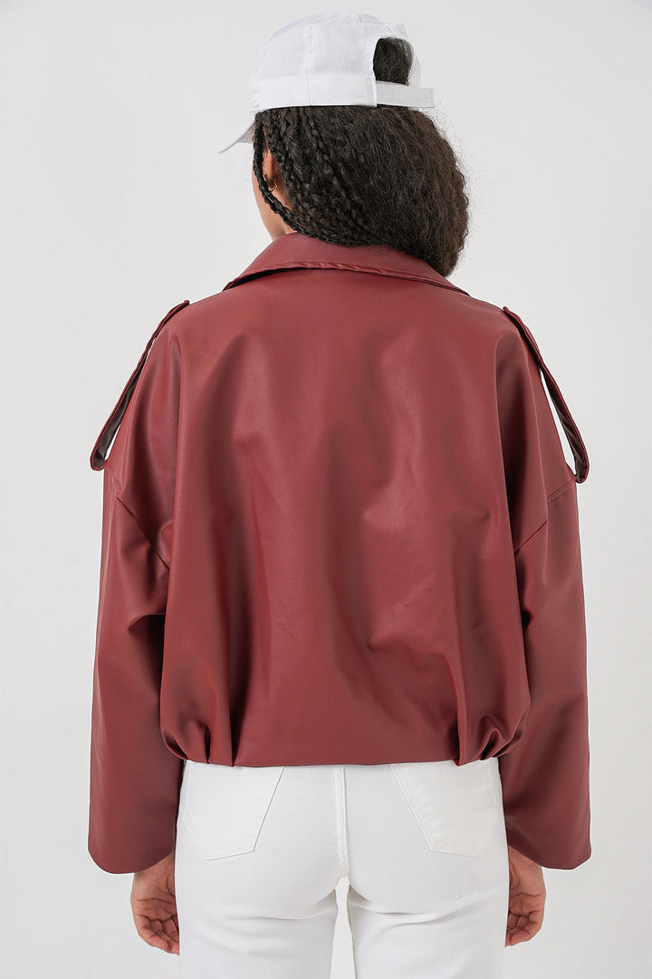 Bigdart Veste en cuir oversize pour femme 1055 - Terre cuite
