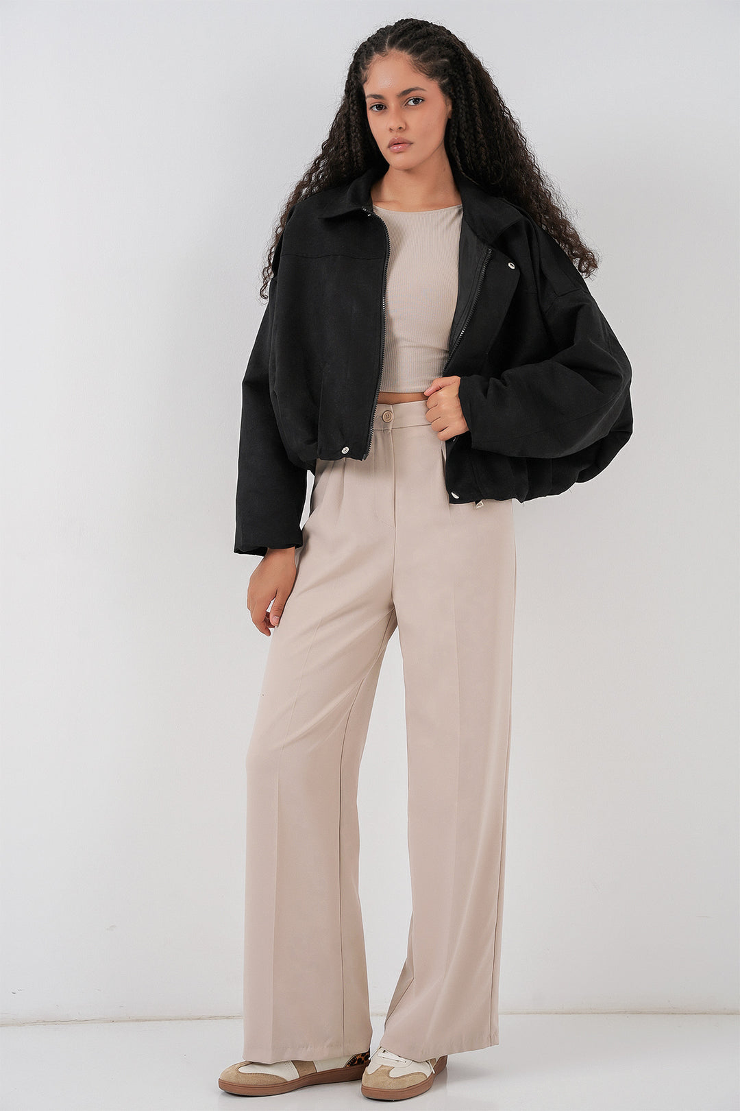 Bigdart Veste en suède oversize noire pour femme 1055